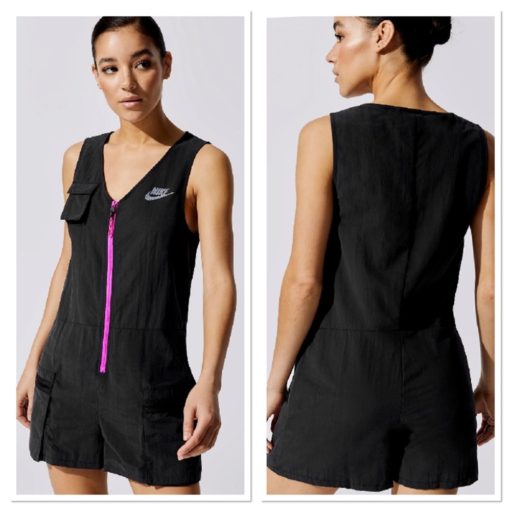 Nike Sportswear Icon Clash Women's Romper In Black/Fire Pink Sz XS NWT Nylon